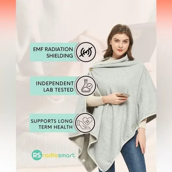 Radia Smart EMF Poncho Blanket, 5G, Wearable Blanket, RF Shield WiFi Blocker - Picture 3 of 9